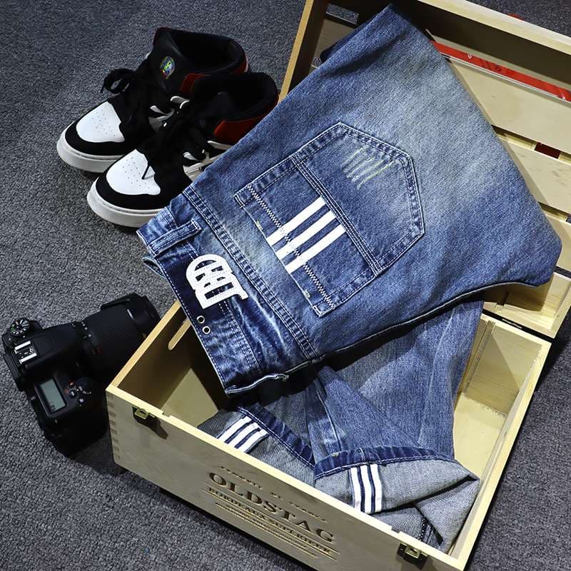 ストリート風ダメージ加工デニムパンツ