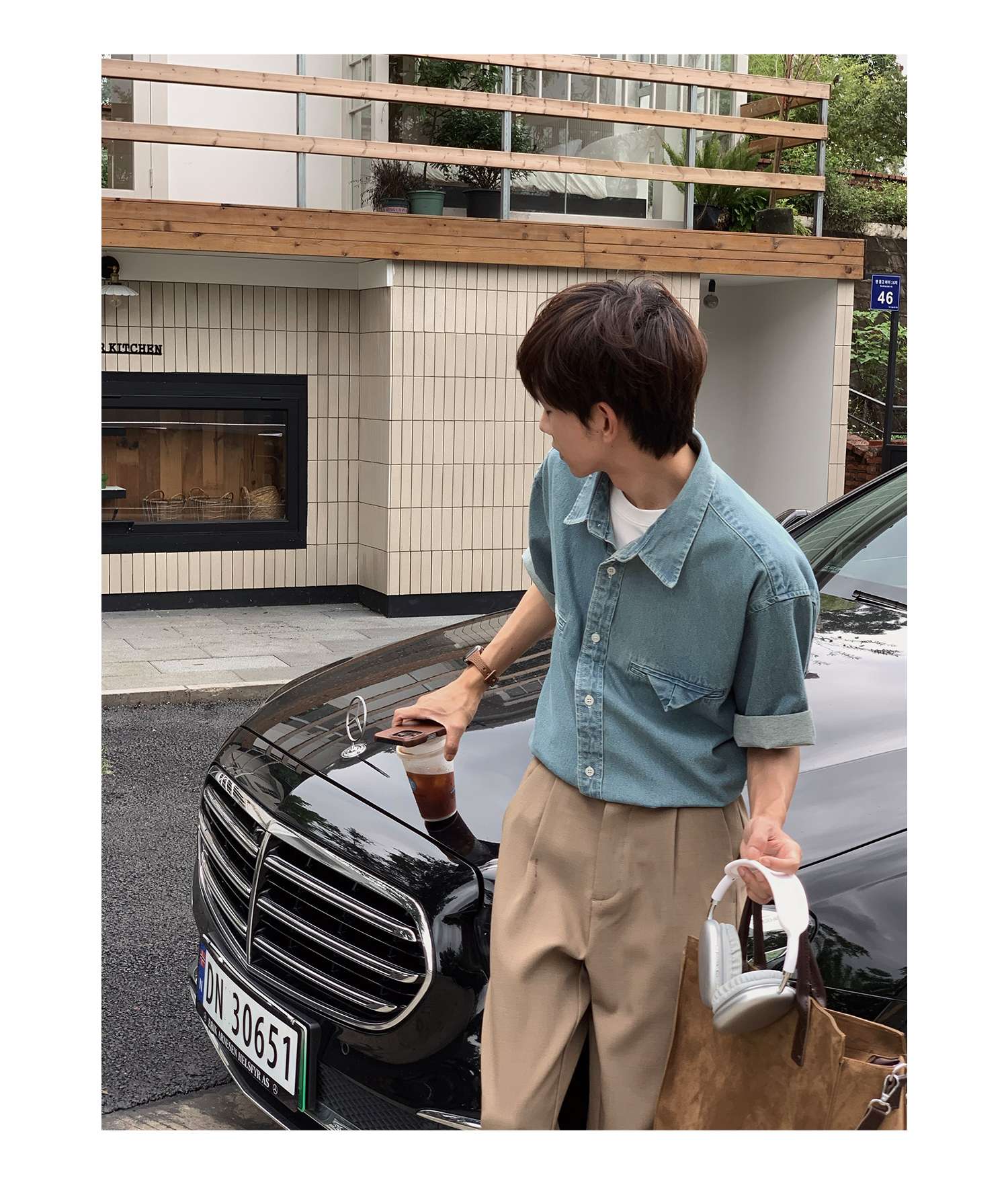 韓国スタイル リラックスフィットオーバーサイズデニムシャツ
