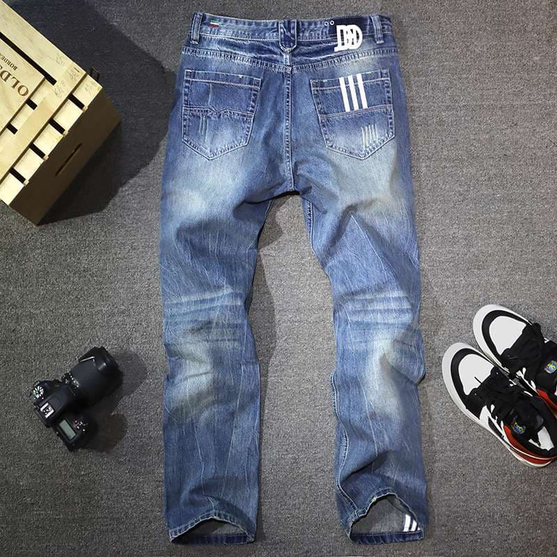 ストリート風ダメージ加工デニムパンツ
